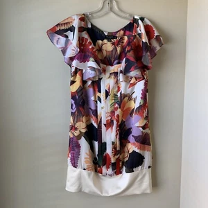 Abito Ted Baker London floreale primavera A-Line taglia 2 maniche a volant donna nuovo senza etichette - Foto 1 di 10
