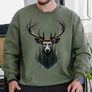 Hirsch Jagd Saison Sportler Berg Outdoor Männer Hirsch Jäger Männer Sweatshirt - Bild 1 von 9