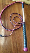 4.5ft Pink and black Kangaroo Stock Whip stockwhip
