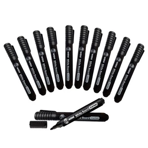 30 x Black Whiteboard Markers with 2mm Bullet Tip Drywipe Pens Home School Offic - Picture 1 of 7