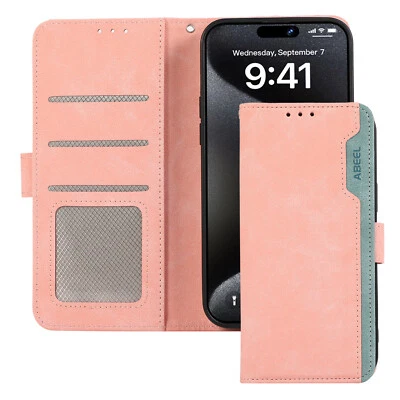 For iPhone 15 14 13 12 Pro Max PU Leather Wallet Card Slot RFID Stand Phone Case