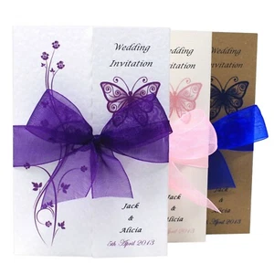 Wedding Day or Evening Invitations - Personalised Gatefold with Butterflies - Picture 1 of 29