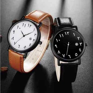 Arabisches Zifferblatt Damen Herren Uhr Luxus Datum Lässig Leder Armbanduhr Bestes Teenager Geschenk - Bild 1 von 7