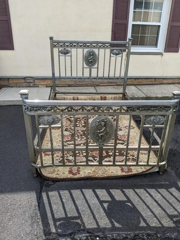 Victorian French Antique full size bed/Nickel plated Cover