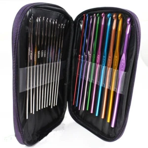 Juego de ganchos de ganchillo Kit agujas de tejer hilo Suministros ergonómicos de metal plástico 22 piezas - Imagen 1 de 5