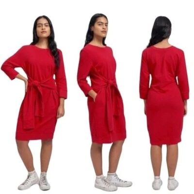 Universal Standard Womens Misa Dress Size XS US 10/12 Red Tie Waist Casual NEW - Image 1 of 4