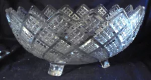 Northwood Diamond Point bowl large berry 8" clear glass L - Picture 1 of 4