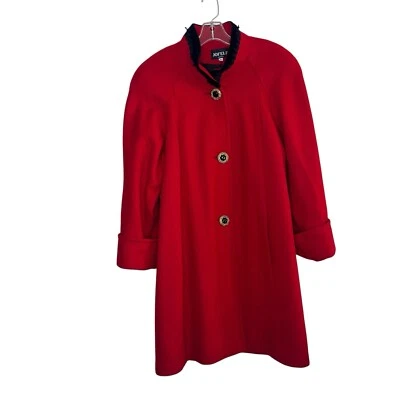 Vintage Jofeld Women’s Long Wool Coat Red Size Medium Old Money Mob Wife USA - Image 1 of 4
