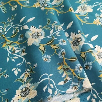 1 Yard X 1.4 meter Flower Vintage Viscose Fabric Rayon Material Soft Breathable - Image 1 of 4
