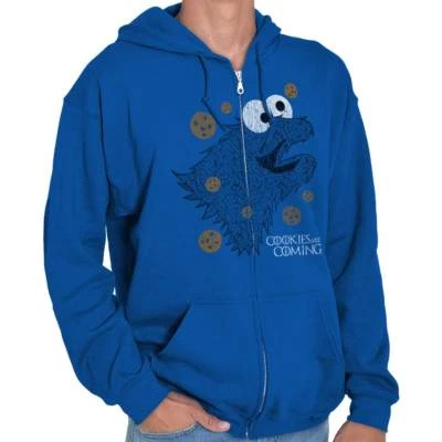 Funny Monster Puppet Cookies Are Coming Joke Sweatshirt Zip Up Hoodie Men Women - Image 1 of 4