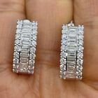 2Ct Baguette & Round Cut Lab Created Diamond Hoop Earrings 14K White Gold Plated