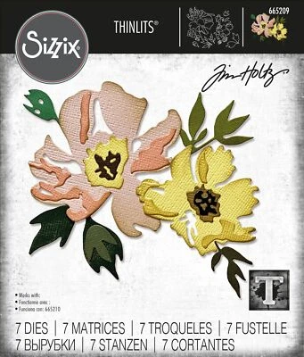 Tim Holtz Brushstroke Flowers #1  Floral Spring Garden Thinlits Metal Die 7 Dies - Image 1 of 2