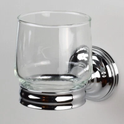 Franz Viegener Liberty Glass Tumbler & Brass Holder, Wall-Mount, Polished Chrome - Image 1 of 2
