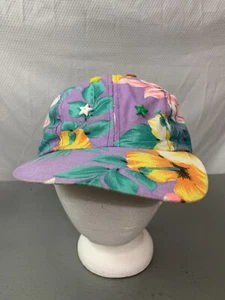 WENDY'S Fast Food Restaurant Snapback Hat Vintage 80's 90's Floral Hawaiian - Picture 1 of 11