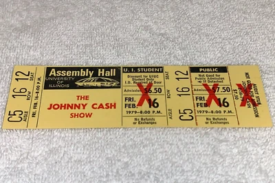 НЕИСПОЛЬЗОВАННЫЙ КОНЦЕРТНЫЙ БИЛЕТ НА ШОУ ДЖОННИ КЭШ 1979 Ephemera США - Изображение 1 из 4