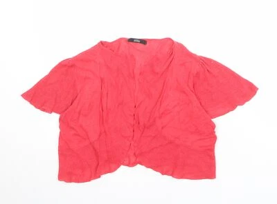 Marks and Spencer Womens Red V-Neck Linen Blend Shrug Jumper Size 14 - Image 1 of 4