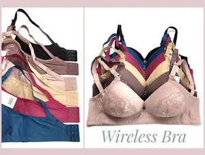 Full Coverage Wide Side Support U Back 3 Hook Light Padded Wireless No Wire Bra - Picture 1 of 19