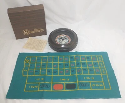VTG Casino ROULETTE Pleasantime Set 8-3/8" Wheel, Felt, Directions, Balls EUC - Image 1 of 4
