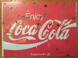 Tin Sign Vintage Coca-Cola Enjoy Rustic - Picture 1 of 1