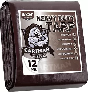 CARTMAN Finished Size 18x24 Feet Extra Thick 12 Mil Heavy Duty Poly Tarp - Picture 1 of 6