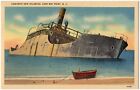 Cape May Point, Nj Concrete Ship Atlantus, Rowboat On Shore New Jersey Postcard