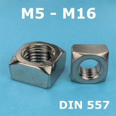 Vierkantmuttern DIN 557 Edelstahl V2A A2, M5 M6 M8 M10 M12 M16 4-kant Mutter - Bild 1 von 2