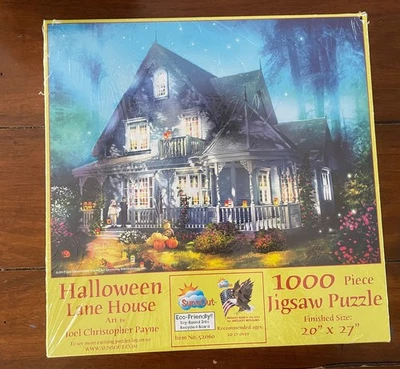 NEW SEALED HALLOWEEN 1000 Piece Bits and Pieces Jigsaw Puzzle Lane House 20”x27” - Image 1 of 2