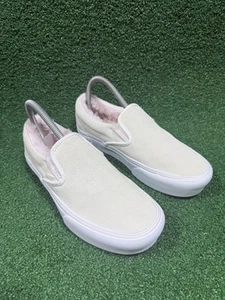 Vans Platform Slip On Faux Fur Lined Pink White, Wore Twice Women’s Size 7 Clean - Picture 1 of 12