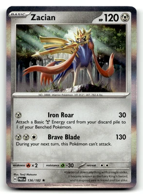 Zacian 136/182 Holo Rare SV04: Paradox Rift LP - Image 1 of 2