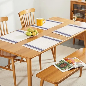 Set Tovagliette Rettangolari 18*12 in Blu e Beige 4 Pezzi Tessuto Blu, Beige - Foto 1 di 17