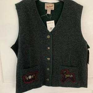 Woolrich NWT Vtg Vest Ladies XL Wool Embroidery On Front Pockets - Picture 1 of 9