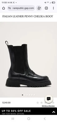 Botas Chelsea Bananna Republic Italianas Cuero Penny En Negro Talla 7.5 Precio de venta sugerido por el fabricante $248 Foto 1 de 4