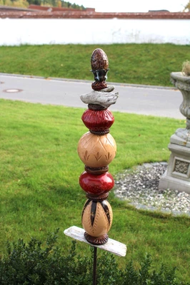 Stele handgetöpfert und glasiert, Gartenstecker (ohne Stab), Keramik Handarbeit - Bild 1 von 4