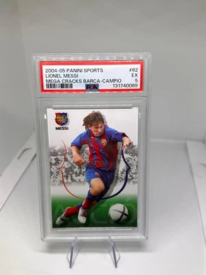 Rookie Messi #62 FC Barcelona Panini Megacracks Barça Campio 2004 05 PSA 5 - Imagen 1 de 3