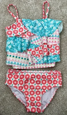 Tommy Bahama Niño Niña 2 Piezas Tankini Bikini Traje de Baño Rosa Azul 18 Meses Foto 1 de 3