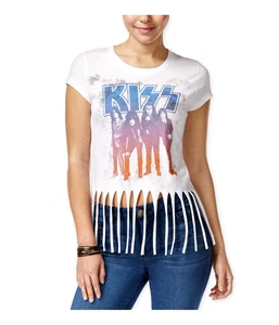 Hybrid Womens KISS Fringe Graphic T-Shirt, White, Juniors, Small - Picture 1 of 1