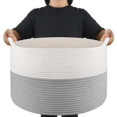 XXXLarge manta cesta sala de estar - 22" x 22" x 14" algodón cuerda cestas para... Foto 1 de 4