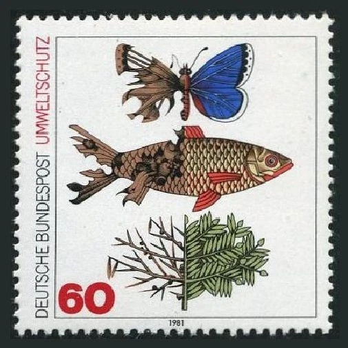 Germany 1346, MNH. Mi 1087. Presentation of the Environment,1981.Butterfly,fish, - Image 1 of 1