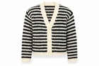 Zara Girls Cardigan Jumper Size 11-12 Years Black V-Neck Striped Long Sleeve