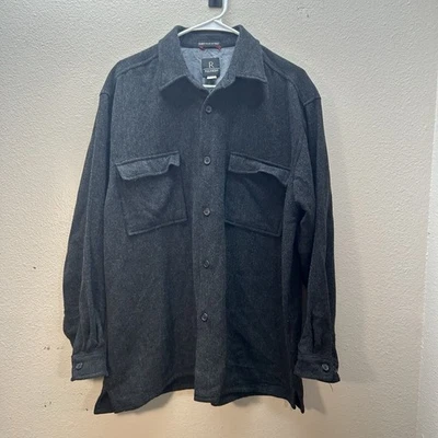 VTG 90s Military Gray Wool Blend Button Field Shirt Shacket Sz L Chore Utility - Image 1 of 4