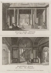 RINALDI (19.Jhd) nach Unbekannt (19.Jhd), Interieurs Museo Pio Clementino, KSt. - Bild 1 von 5