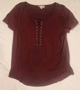 Pink Rose maroon top shirt lace -up Large - Picture 1 of 7