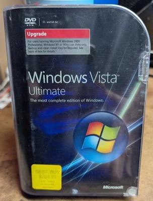 Microsoft Windows Vista Ultimate Upgrade 32 Bit & 64 Bit DVD's  -RETAIL BOX- - Image 1 of 3