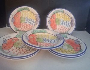 7 Tavoli Pescada Pesce Dipinti a Mano Vintage Unlimited 8" Piatti Laterali - Foto 1 di 7
