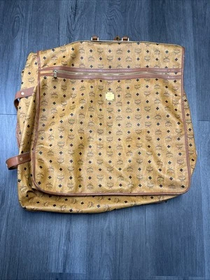 MCM Visetos Vintage 90s’ Cognac Brown Canvas Leather Garment Bag Made In Germany - Image 1 of 4