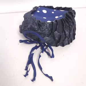 Blue Raffia Polka Dot Bow Pillbox Hat Ladies 50s Vintage Races Fascinator Pinup - Picture 1 of 16