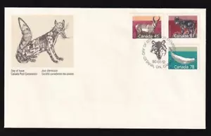 Canada OFDC 1990 Mammal Definitives 45/61/78¢ combo sc#1172/1175/1179 - Picture 1 of 1
