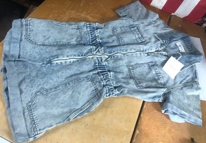 NWT new $84 Kancan Victoria Acid-wash Denim Romper Womens M Medium KC7836AC - Picture 1 of 17