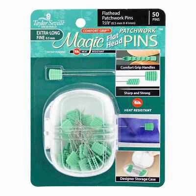 Taylor Seville Magic Pins - Patchwork Extra Long Fine 50 FLAT HEAD pins - image 1 of 2