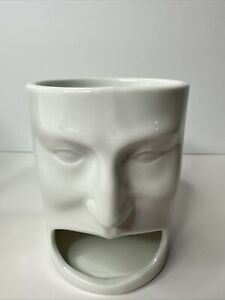 Cordon Bleu Face Open Mouth Mug Cup Coffee Cookie Tea Holder  White